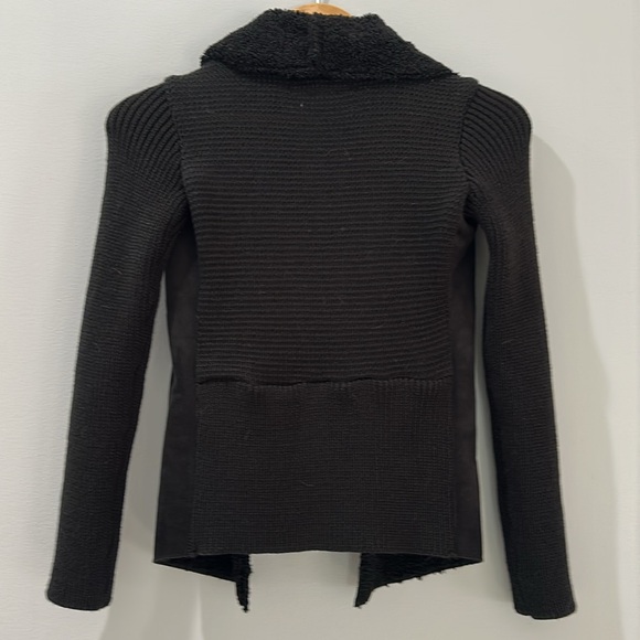 BLANKNYC Fitted Side Zip Faux Fur Collar Suede Leather Moto Sweater Jacket - Picture 6 of 13